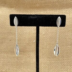 Sevilla Silver Oblong Chain Drop Earrings Sterling Silver Marquee Shaped Dangle